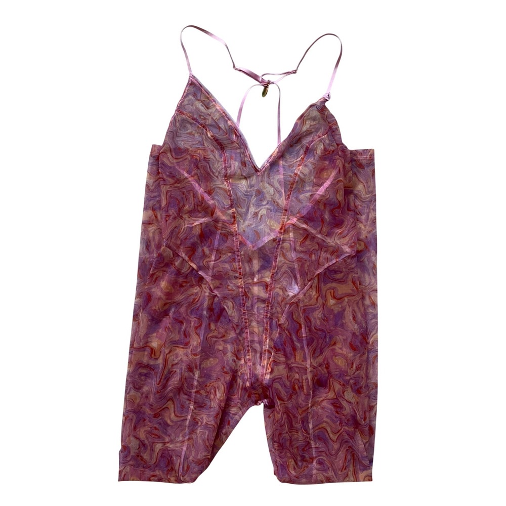 Savage X Fenty Iridescent Marble Sunset Mesh Catsuit Jumpsuit S Crotchless NWOT